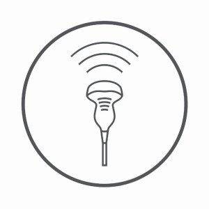 Logo einer Ultraschallsonde als Beispielabbildung der HMS Medizintechnik Bauer GmbH, Anbieter für Ultraschallgeräte, Zubehör und Medizintechnik.
